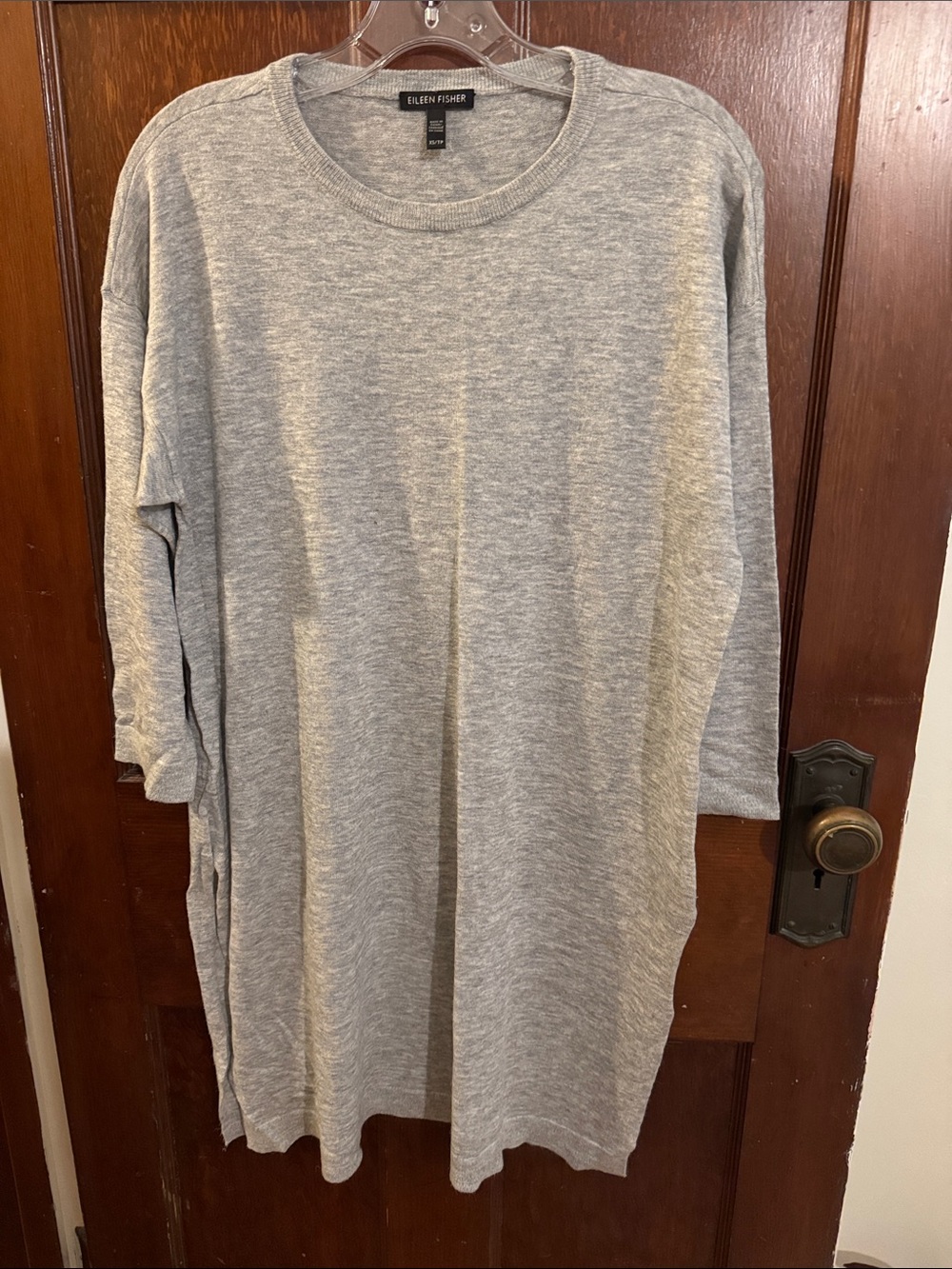 Eileen Fisher Heather Gray Longline Knit Top